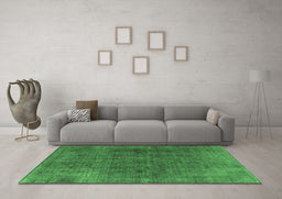 Machine Washable Oriental Emerald Green Industrial Area Rugs in a Living Room,, wshurb569emgrn