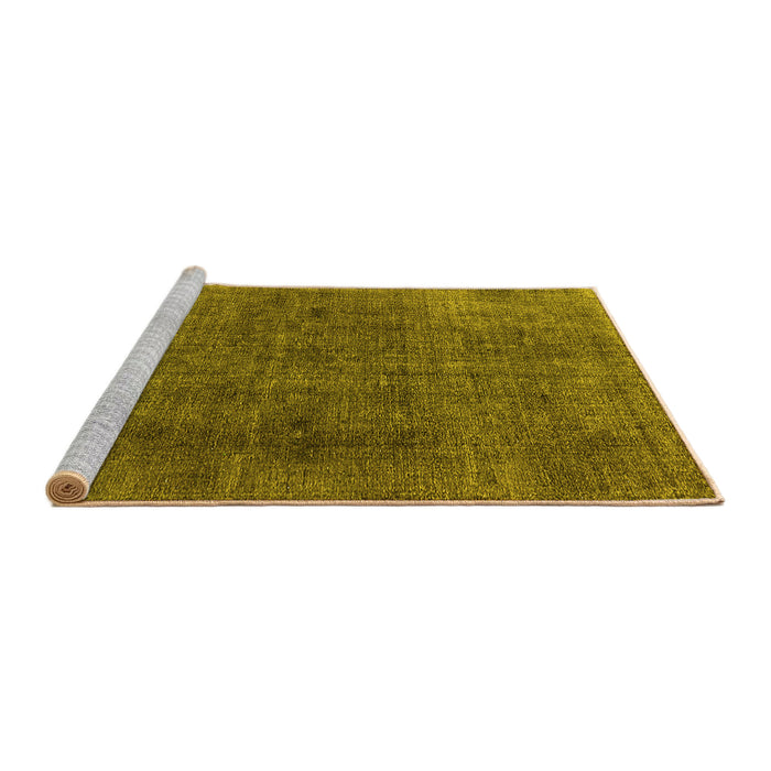 Sideview of Machine Washable Oriental Yellow Industrial Rug, wshurb569yw