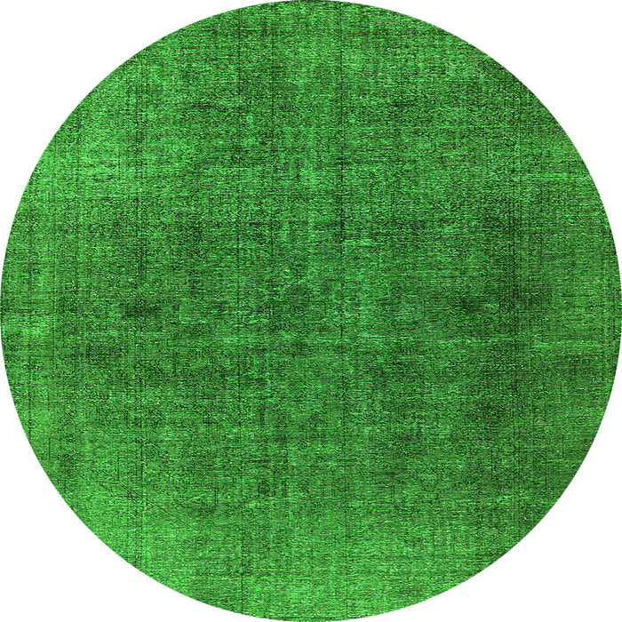 Round Machine Washable Oriental Green Industrial Area Rugs, wshurb569grn