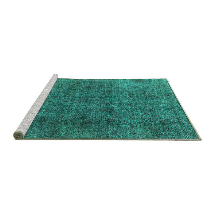Sideview of Machine Washable Oriental Turquoise Industrial Area Rugs, wshurb569turq
