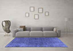 Machine Washable Oriental Blue Industrial Rug in a Living Room, wshurb569blu
