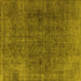 Square Machine Washable Oriental Yellow Industrial Rug, wshurb569yw