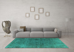 Machine Washable Oriental Turquoise Industrial Area Rugs in a Living Room,, wshurb569turq