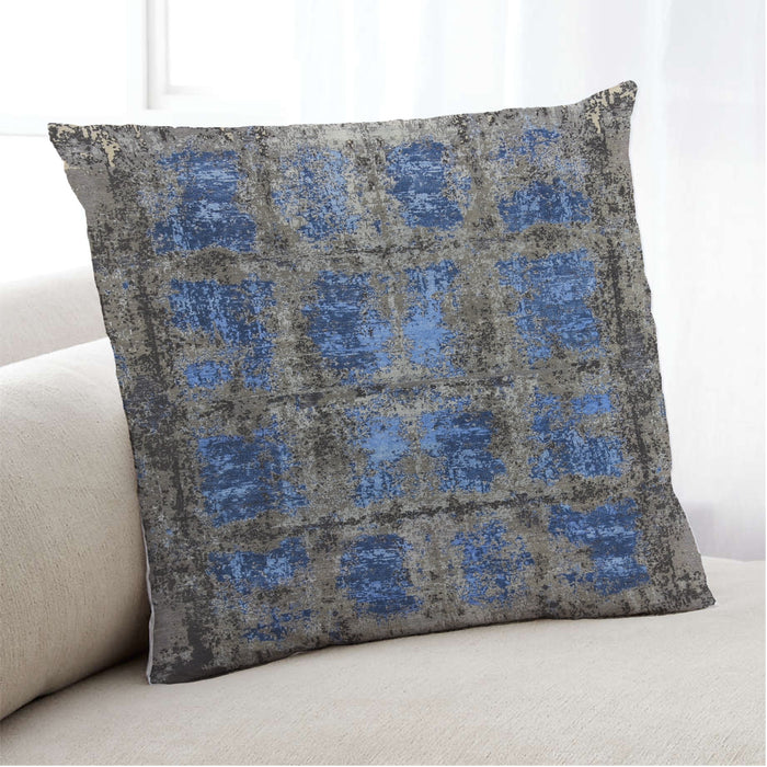 Lifestyle Image of Mid-Century Modern Urban Square Charcoal Blue Throw Pillow, 18 inch by 18 inch, pwurb56