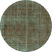 Round Oriental Turquoise Industrial Rug, urb570turq