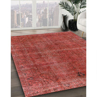 Mid-Century Modern Orange Oriental Rug, urb570