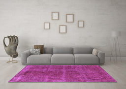 Machine Washable Oriental Purple Industrial Area Rugs in a Living Room, wshurb570pur