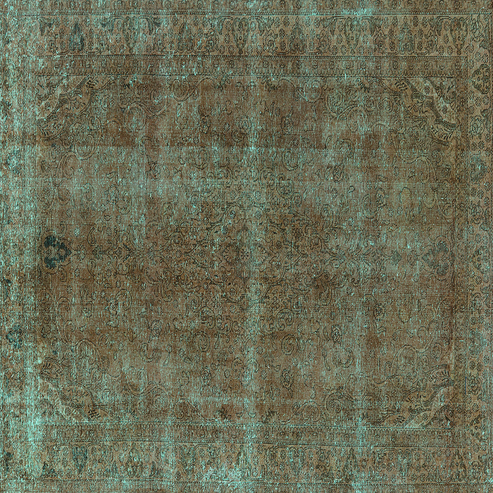 Square Oriental Turquoise Industrial Rug, urb570turq