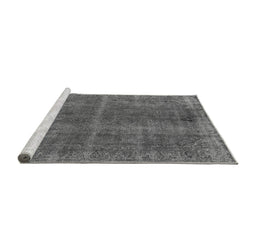 Sideview of Machine Washable Oriental Gray Industrial Rug, wshurb570gry