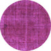 Round Machine Washable Oriental Purple Industrial Area Rugs, wshurb570pur
