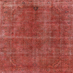 Square Mid-Century Modern Orange Oriental Rug, urb570