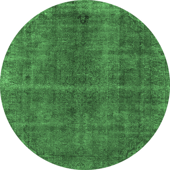 Round Oriental Emerald Green Industrial Rug, urb570emgrn