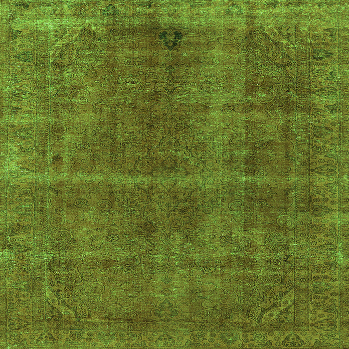 Square Machine Washable Oriental Green Industrial Area Rugs, wshurb570grn