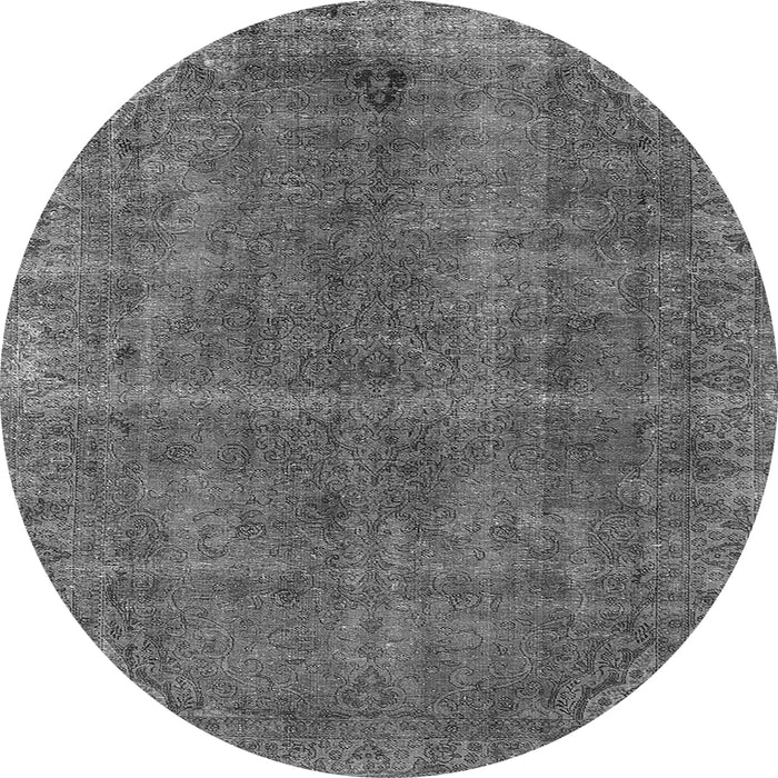 Round Machine Washable Oriental Gray Industrial Rug, wshurb570gry