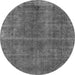 Round Machine Washable Oriental Gray Industrial Rug, wshurb570gry