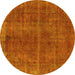 Round Oriental Yellow Industrial Rug, urb570yw