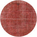 Round Machine Washable Industrial Modern Orange Rug, wshurb570