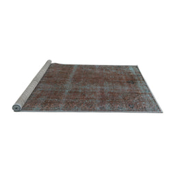 Sideview of Machine Washable Oriental Light Blue Industrial Rug, wshurb570lblu