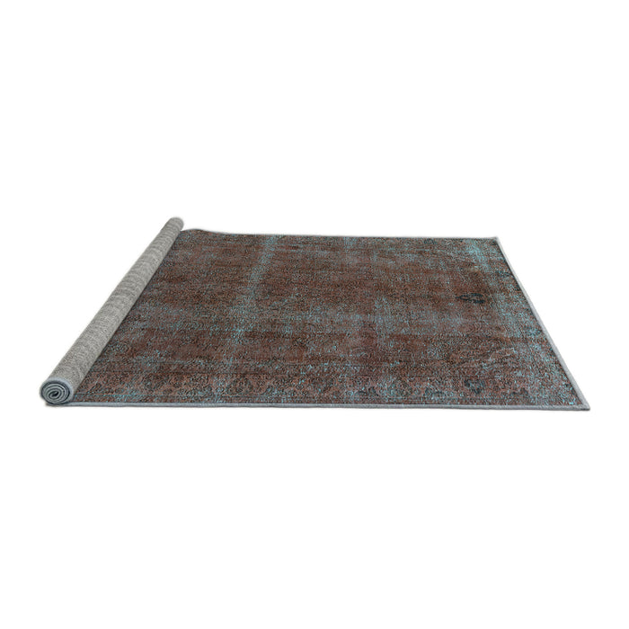 Sideview of Machine Washable Oriental Light Blue Industrial Rug, wshurb570lblu