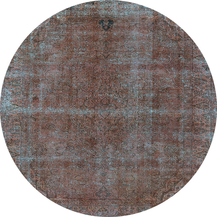 Round Oriental Light Blue Industrial Rug, urb570lblu