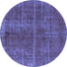 Round Oriental Blue Industrial Rug, urb570blu