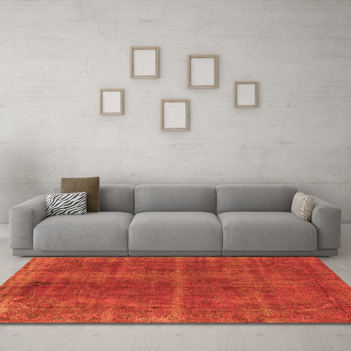 Machine Washable Oriental Orange Industrial Area Rugs in a Living Room, wshurb570org