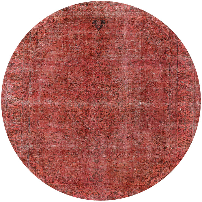 Round Mid-Century Modern Orange Oriental Rug, urb570