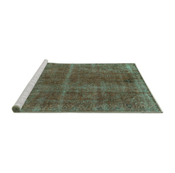 Sideview of Machine Washable Oriental Turquoise Industrial Area Rugs, wshurb570turq