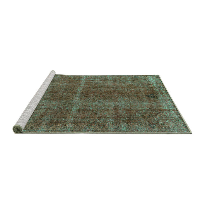 Sideview of Machine Washable Oriental Turquoise Industrial Area Rugs, wshurb570turq