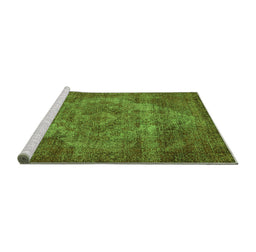 Sideview of Machine Washable Oriental Green Industrial Area Rugs, wshurb571grn