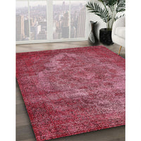 Mid-Century Modern Crimson Red Oriental Rug, urb571