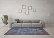 Machine Washable Oriental Light Blue Industrial Rug in a Living Room, wshurb571lblu