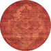 Round Oriental Orange Industrial Rug, urb571org