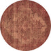 Round Oriental Brown Industrial Rug, urb571brn