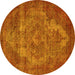 Round Oriental Yellow Industrial Rug, urb571yw