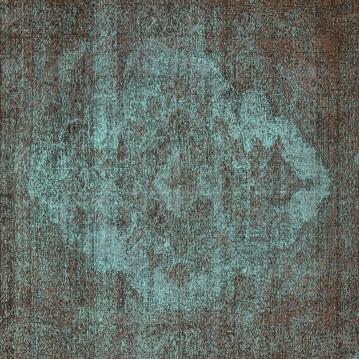 Square Oriental Turquoise Industrial Rug, urb571turq