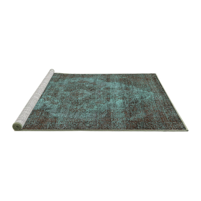 Sideview of Machine Washable Oriental Turquoise Industrial Area Rugs, wshurb571turq