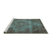 Sideview of Machine Washable Oriental Turquoise Industrial Area Rugs, wshurb571turq