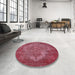 Round Machine Washable Industrial Modern Crimson Red Rug in a Office, wshurb571