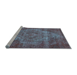 Sideview of Machine Washable Oriental Light Blue Industrial Rug, wshurb571lblu