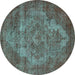 Round Oriental Turquoise Industrial Rug, urb571turq