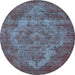 Round Oriental Light Blue Industrial Rug, urb571lblu