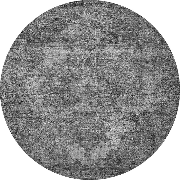 Round Machine Washable Oriental Gray Industrial Rug, wshurb571gry