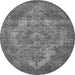 Round Machine Washable Oriental Gray Industrial Rug, wshurb571gry