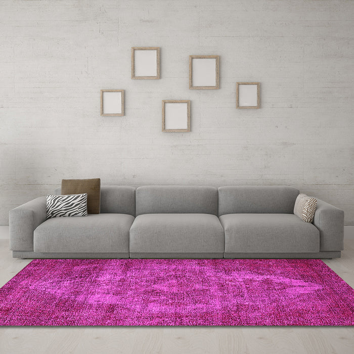Machine Washable Oriental Pink Industrial Rug in a Living Room, wshurb571pnk
