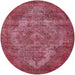 Round Mid-Century Modern Crimson Red Oriental Rug, urb571