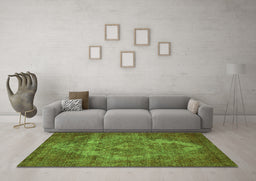 Machine Washable Oriental Green Industrial Area Rugs in a Living Room,, wshurb571grn