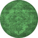 Round Oriental Emerald Green Industrial Rug, urb571emgrn