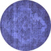 Round Oriental Blue Industrial Rug, urb571blu