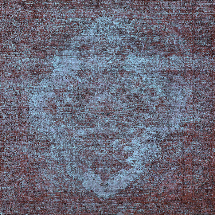 Square Machine Washable Oriental Light Blue Industrial Rug, wshurb571lblu